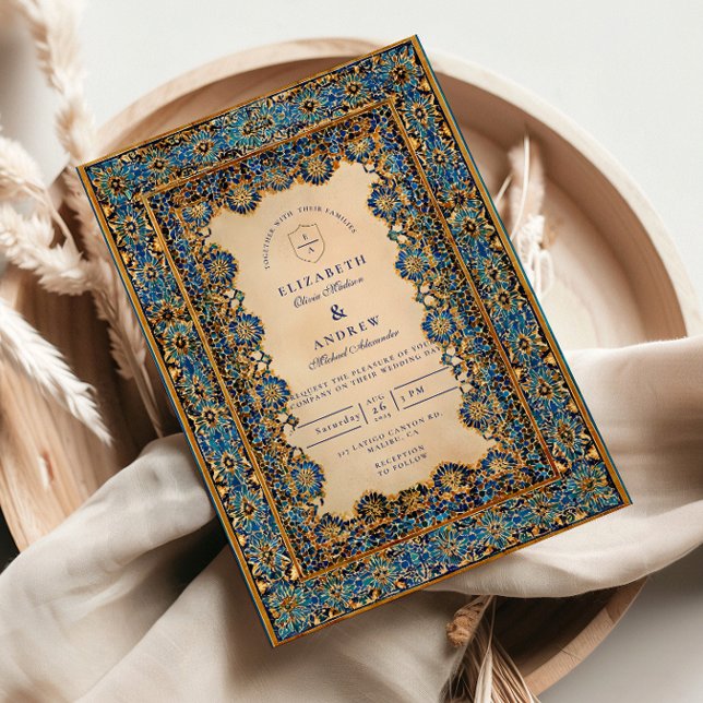 Convites Gold Mosaic Islamic Wedding (Criador carregado)