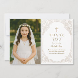 Convites Gold Ornate Communion Thank You Card