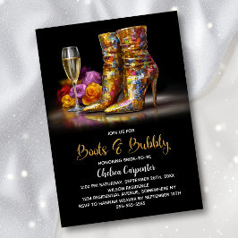 Convites Gold Sequin Boots and Bubbly Bridal Shower