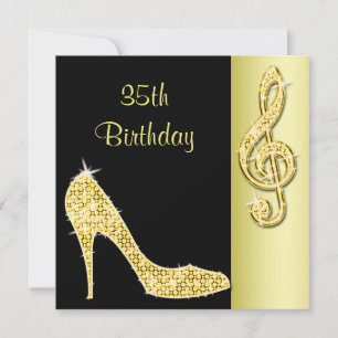 Convites Gold Stiletto & Treble Cleft Aniversário de 35 ano