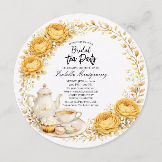 Convites Gold Yellow Palette Tea Party Bridal Shower