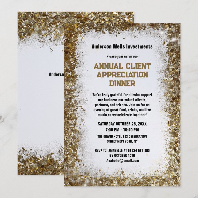 Convites Golden Annual Client Appreciation Dinner Party   (Frente/Verso)