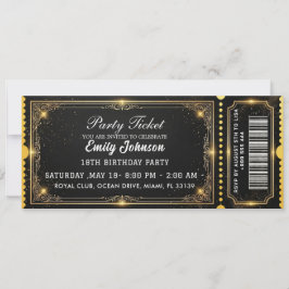 Convites Golden Birthday Party Ticket Invitation 2026