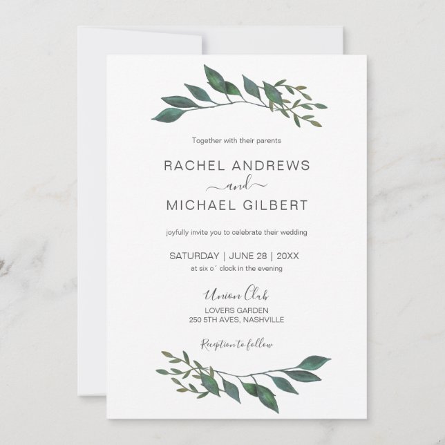 Convites Golden borders eucalypt wedding collection (Verso)