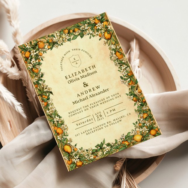 Convites Golden Citrus Garden Wedding (Criador carregado)