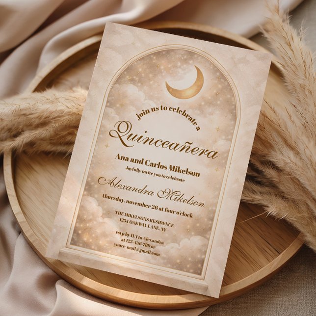 Convites Golden Constellation Quinceañera (Criador carregado)