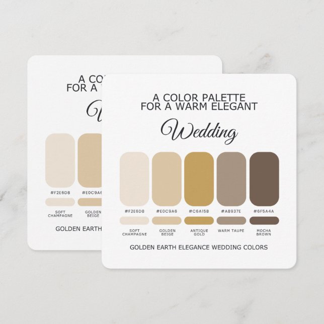 Convites Golden Earth Wedding Color Palette Elegant Card (Frente/Verso)