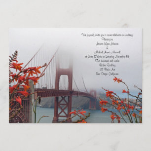 Convites Golden Gate com as flores alaranjadas que Wedding