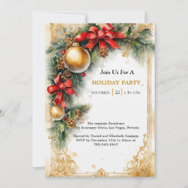 Convites Golden Glimmer: Deluxe Christmas Invitation