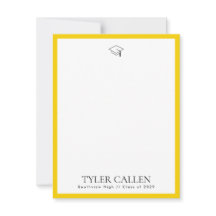 Golden Grad Cap Notecard with Yellow Backer