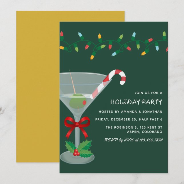 Convites Golden Grove Christmas Holiday Cocktail Party (Frente/Verso)