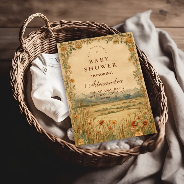 Convites Golden Meadow Heirloom Baby Shower (Criador carregado)