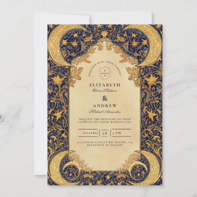 Convites Golden Moonlit Baroque Wedding (Frente)