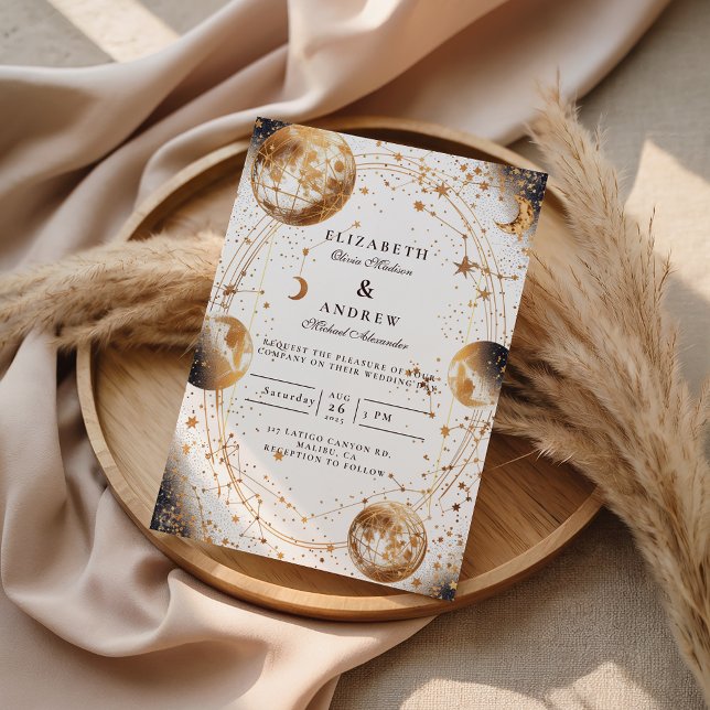 Convites Golden Moonlit Celestial Wedding (Criador carregado)