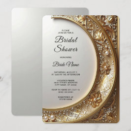 Convites Golden Ornate Frame Bridal Shower