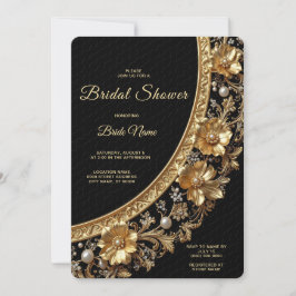 Convites Golden Ornate Frame Bridal Shower Invitation