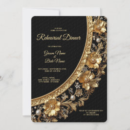 Convites Golden Ornate Frame Rehearsal Dinner