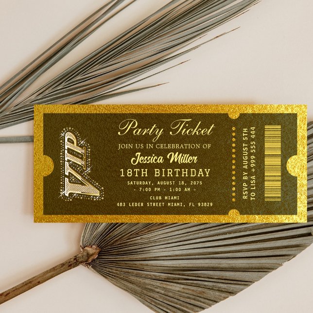 Convites Golden Party Ticket Invitation (Criador carregado)