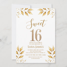 Convites Golden Radiance Sweet 16 Invitation