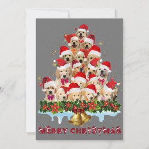 Convites Golden Retriever Chapéu de Papai Noel Xmas Cães Na