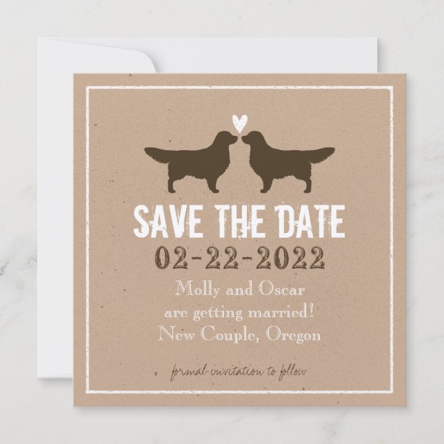 Convites Golden Retrievers Casamento Salvar a Data (Frente)