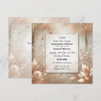 Convites Golden Rosewood Enchanted Forest Wedding