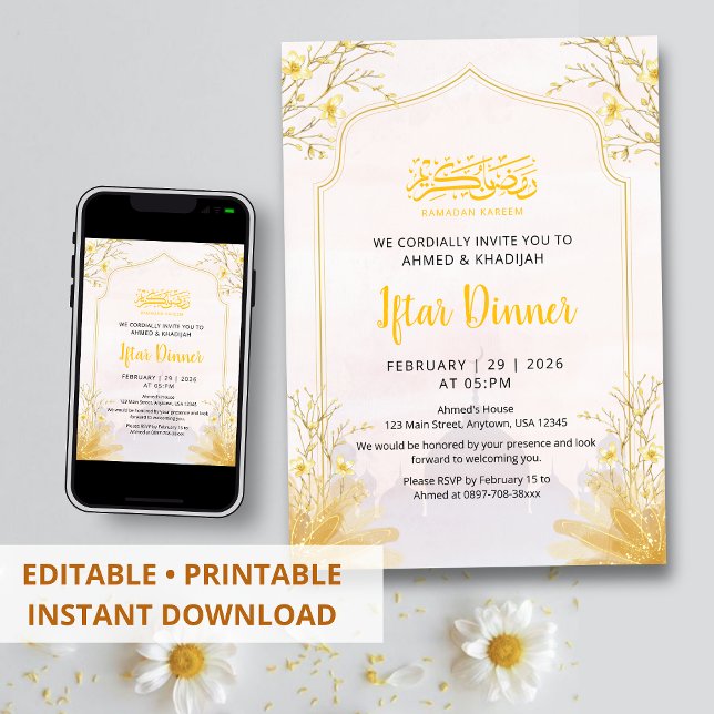 Convites Golden Spring Branch Iftar Dinner Invitation (Criador carregado)