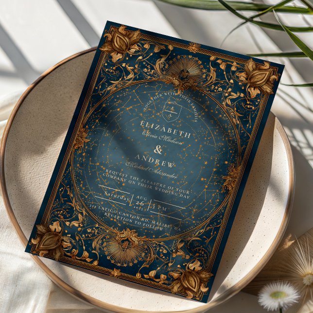 Convites Golden Starry Night Wedding (Criador carregado)
