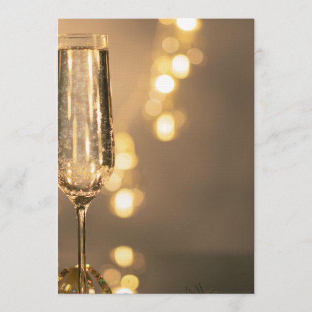 Convites Golden with a glass of champagne Birthday Invit (Frente)