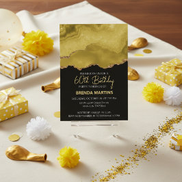 Convites Golden Yellow Gold Glitter Watercolor