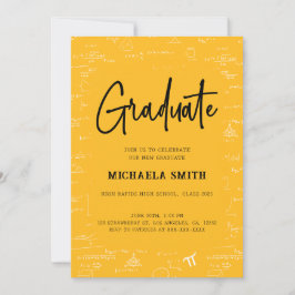 Convites Golden Yellow Graduate Math Photo Graduation
