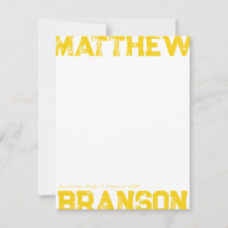 Convites Golden Yellow Rough Lettering Notecard