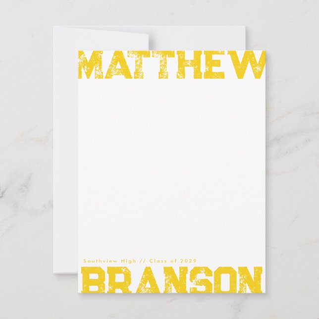 Convites Golden Yellow Rough Lettering Notecard (Frente)