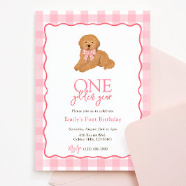 Convites Goldendoodle Dog One Golden Year Girls Birthday