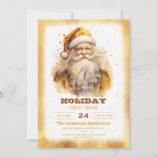 Convites GoldenSanta Claus Watercolor