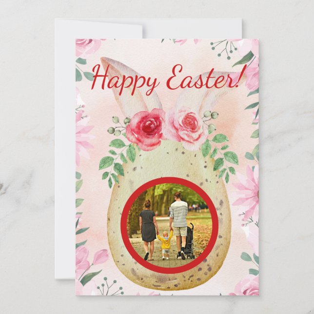 Convites Golder Easter egg with photo (Frente)