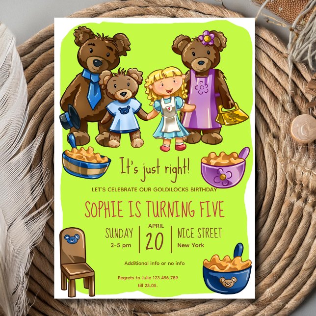 Convites Goldilocks  Birthday Invitation (Criador carregado)