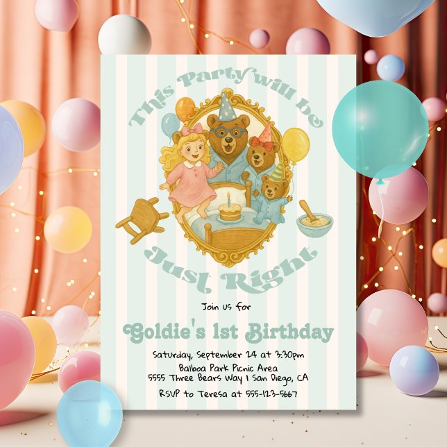 Convites Goldilocks & the Three Bears Birthday Party (Criador carregado)