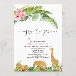 Convites Gole de ouro rosa e veja a selva de safari encontr