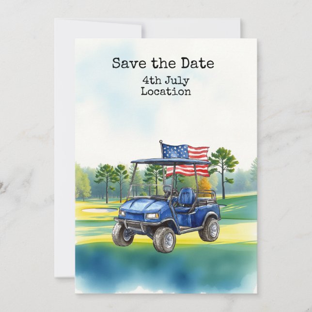 Convites Golf  4th July Independence Day with Barbecue (Frente)