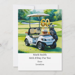 Convites Golf 60º Aniversário com Carrinho de Golfe em colo