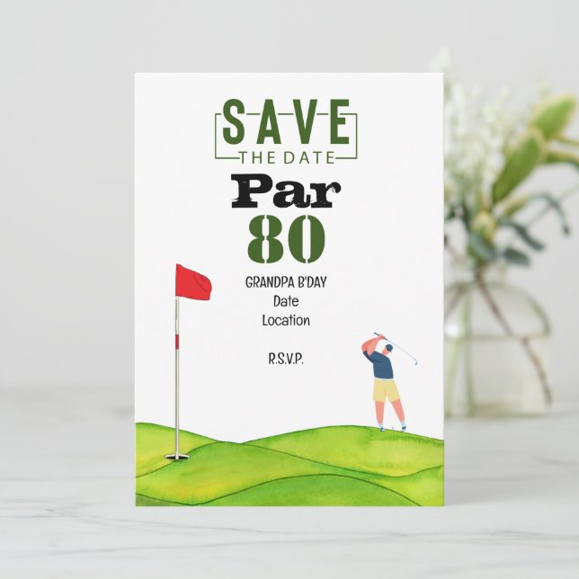 Convites Golf 80 Birthday come golfe repete (Em pé/Frente)