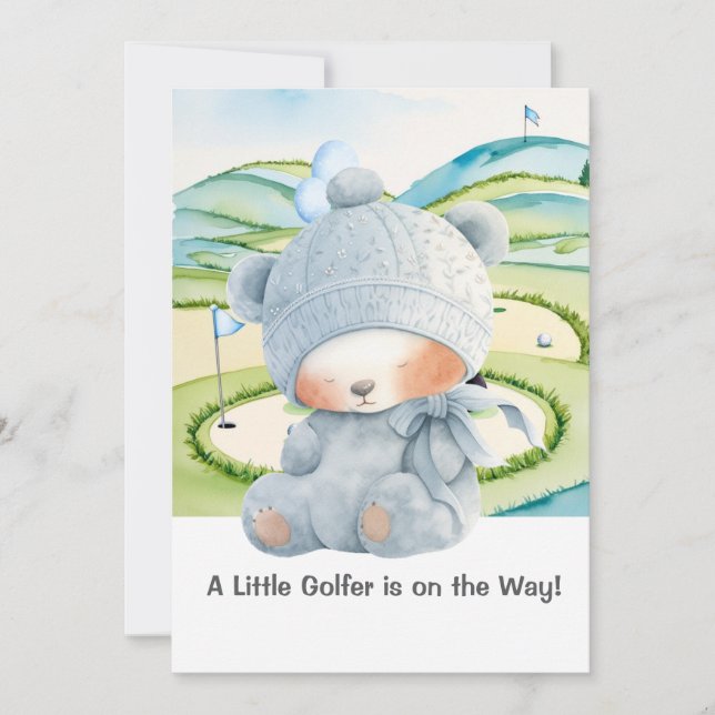 Convites Golf Baby Boy Blue Themed (Frente)