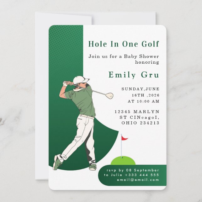 Convites Golf Baby Shower Invitation (Frente)