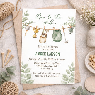 Convites Golf Baby Shower Invitation | New to the Club Baby