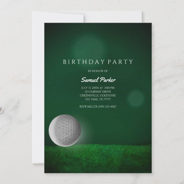 Convites Golf Bachelor Party Green - Bola de Golfe - Golfe (Frente)