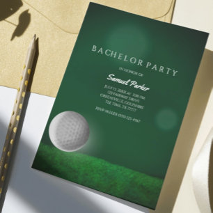 Convites Golf Bachelor Party Green - Bola de Golfe - Golfe