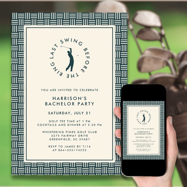Convites Golf Bachelor Party Last Swing Before the Ring (Criador carregado)