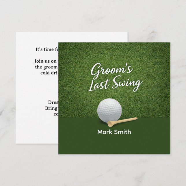 Convites Golf Bachelor Party on Green  (Frente/Verso)