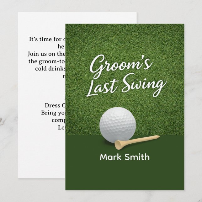 Convites Golf Bachelor Party on Green  (Frente/Verso)